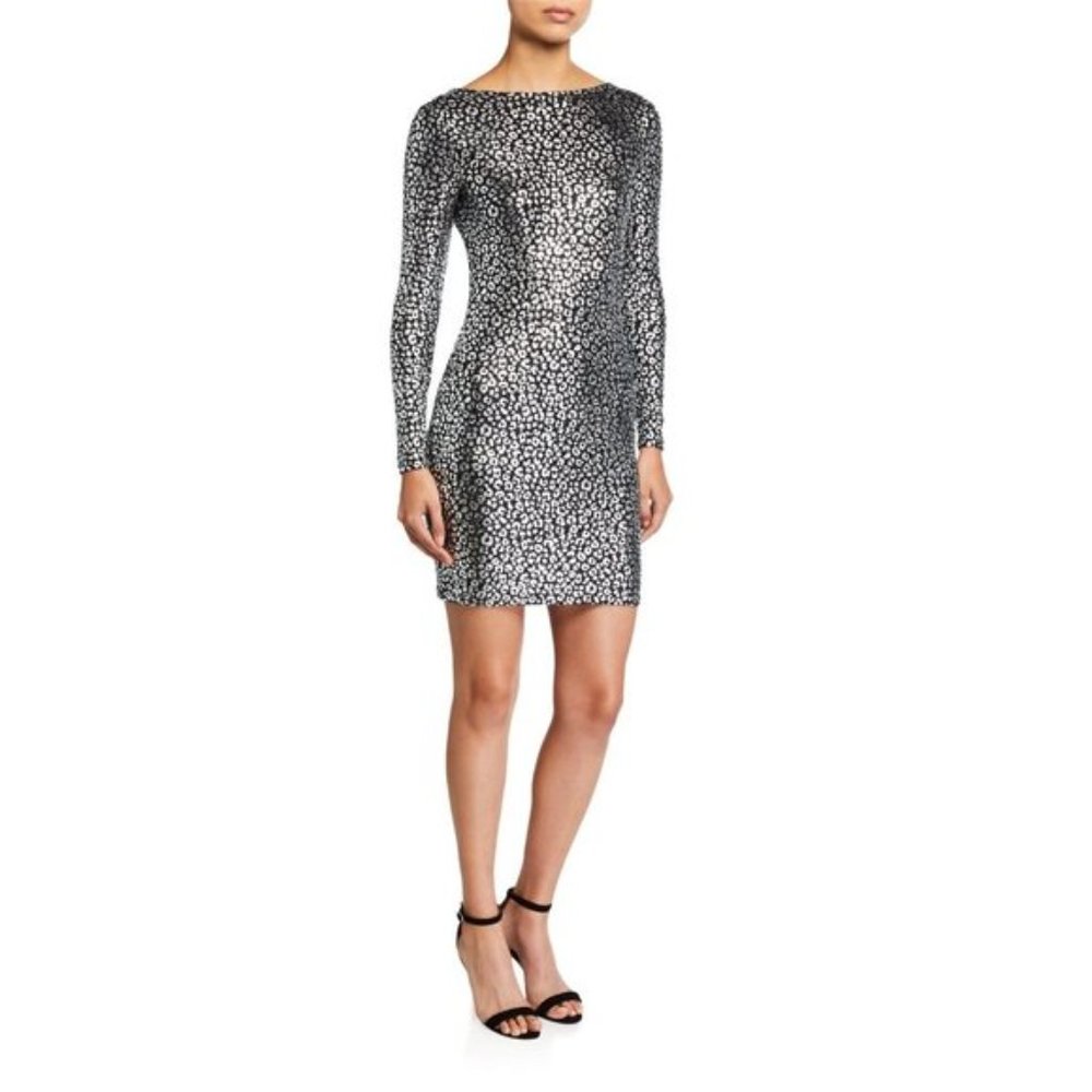 New Michael Kors Black/Silver Leopard Print Dress